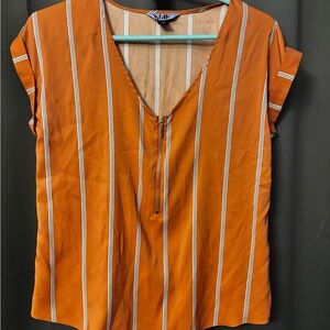 Lush Orange Cap Sleeve V-Neck Blouse